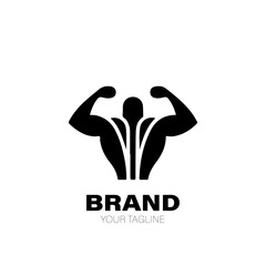 Muscle Logo. Muscle Logo Design. Muscle Logo Brand. Muscle Logo Vector Design Isolated on White Background