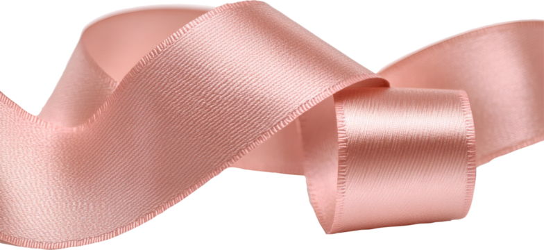 Pink Satin Ribbon Swirl on transparent Background 