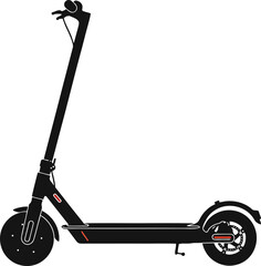 Electric Scooter Silhouette – Flat Black Vector of Eco-Friendly Urban Transport
