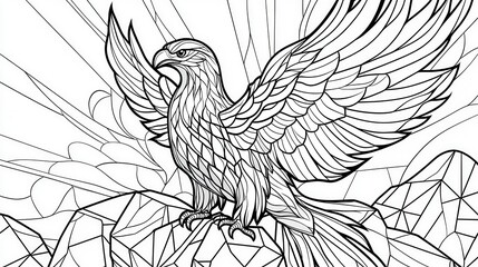 Naklejka premium Majestic Bird of Prey in Geometric Style