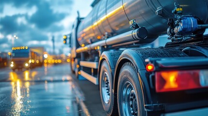 Fototapeta premium Transporting industrial fuel, a tanker truck, a cornerstone of logistics operation