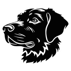 Vector isolated one single Beagle dog head front view black and white bw two colors silhouette. Template for laser engraving or stencil