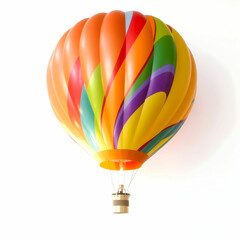 Fototapeta premium Vibrant spherical hot air balloon on white background