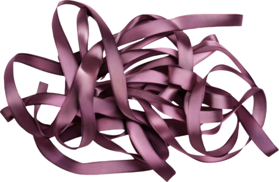 Purple satin ribbons tangled on transparent background - Powered by Adobe