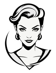 Textured pixie haircut with long bangs, over the side in the 1990s style. Big elegant chilli earrings