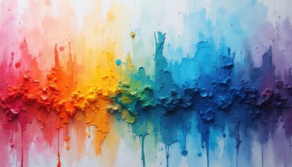 Colorful abstract illustration with spectrum of colors. Oil paint textured background. Rainbow gradient dripping effect, liquid paint, creative design. Art for decor, advertising, banner. Vivid