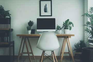 Home office with plants