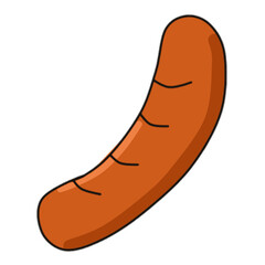 Grilled Sausage Vector Illustration – Cartoon Style BBQ Food