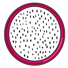 Dragon Fruit Slice Top View Vector Illustration