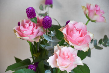 Obraz premium 薔薇と千日紅