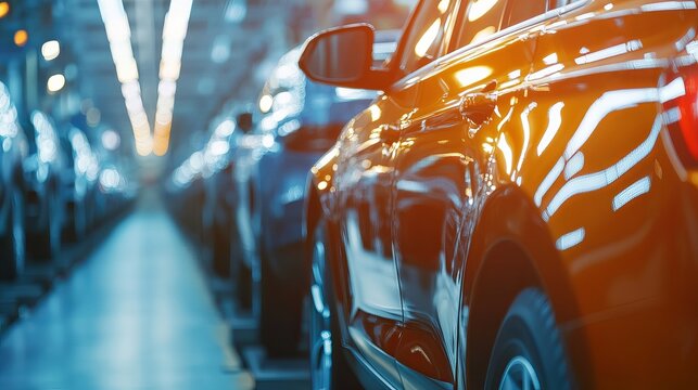 New car production line automotive industry automobile factory manufacturing assembly line vehicles auto