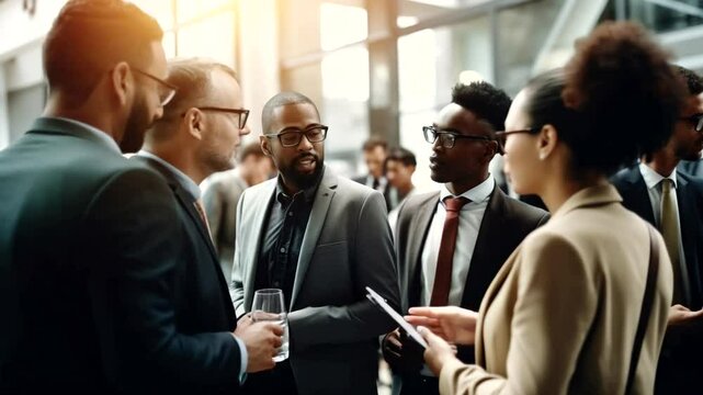 Diverse businesspeople networking lobby event - Powered by Adobe