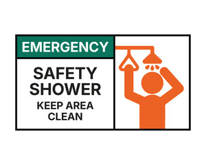 Emergency Safety Shower Location Sign – Essential Indicator for Hazardous Work Environments - Premium High Quality Vectorial Stock Image