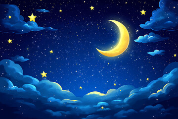 Starry Night Sky with Dark Blue Background and Visible Stars