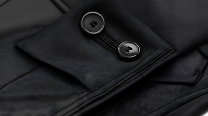 Closeup Black Fabric Texture with Buttons,  Elegant Clothing Detail