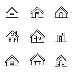 Simple Line Icons of a House in Monoline Style