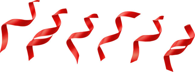 Red Ribbons Twirl on transparent Background