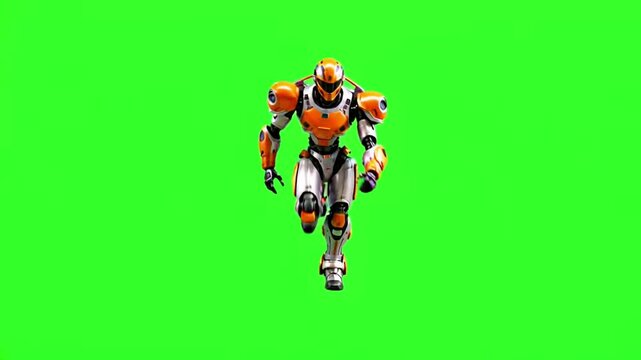 advanced robots runs going camera on green screen