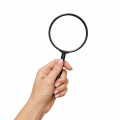 Hand holding magnifying glass