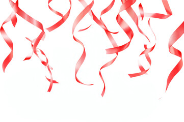 Red streamers cascading against transparent background