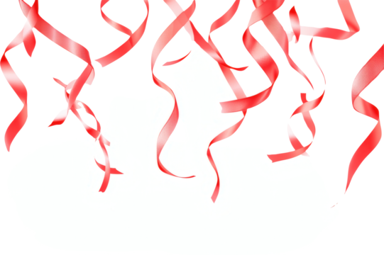 Red streamers cascading against transparent background