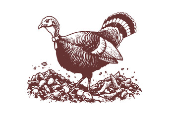 Turkey Bird hand drawn sketch illustration vector