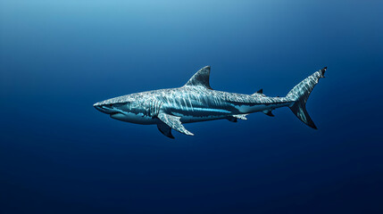 Obraz premium Pixel Art Shark In Deep Ocean