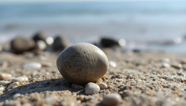 rock sitting on top of a sandy beach - Powered by Adobe