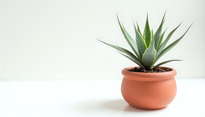 a red terracotta pot with Snake Plant, Spider Plant, Peace Lily, Aloe Vera, Pothos, Rubber Plant, ZZ Plant, Philodendron, Succulents, Fern pot, on a white surface and white background