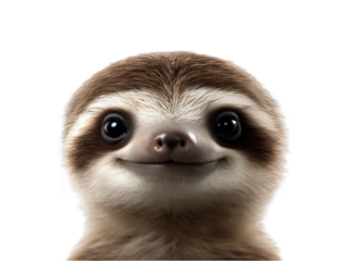 Adorable Sloth Smiling Face Isolated on Transparent Background Photo