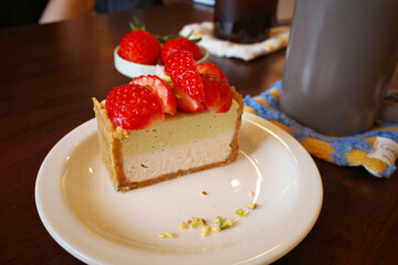 food cake plate dessert strawberry cheese cafe