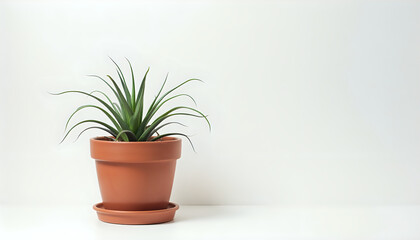 a red terracotta pot with Snake Plant, Spider Plant, Peace Lily, Aloe Vera, Pothos, Rubber Plant, ZZ Plant, Philodendron, Succulents, Fern pot, on a white surface and white background