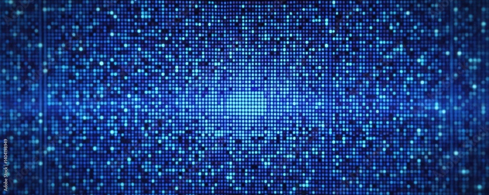 Poster Abstract digital background with a grid of blue led lights. Pixel texture display creates a pixelated pattern. Perfect for tech or modern concepts. Suitable for wallpaper, screensaver, or UI design.