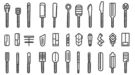 Obraz premium Kitchen Utensils Line Drawings