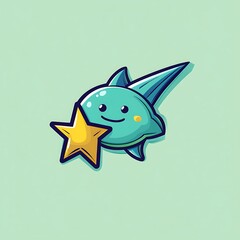 Fototapeta premium Blue shooting star emoji