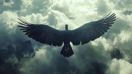 Obraz premium Majestic vulture soaring across a vibrant sky at sunset high resolution image