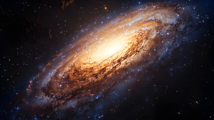 Fototapeta premium Celestial Canvas: Swirling Galaxies and the Arched Milky Way Create a Cosmic Night Spectacle Over Mountain Peaks