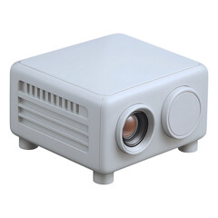 Fototapeta premium White Projector. 3d rendering isolated on Transparent background. Cartoon plastic style icon best design