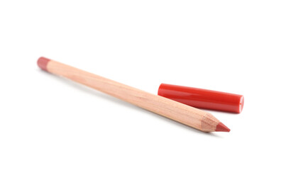 One lip pencil isolated on white. Cosmetic product