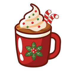 Christmas hot cocoa isolated on white background