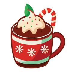 Christmas hot cocoa isolated on white background