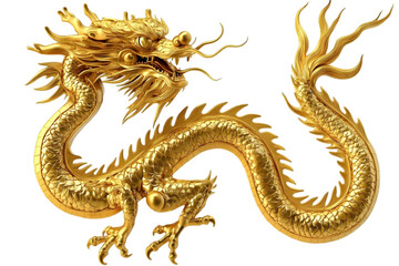 Golden Dragon Illustration On Transparent Background Isolated Animal Art