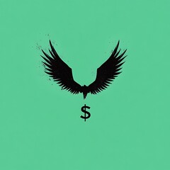 Naklejka premium Dollar Sign with Wings Flying Upwards