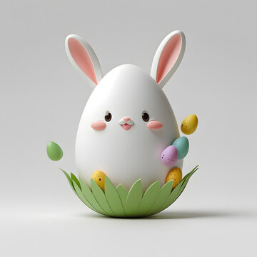 White easter bunny with egg
