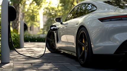 Naklejka premium Electric Vehicle Charging Station Suburban Scene of excellence in splendor beyond compare with grace