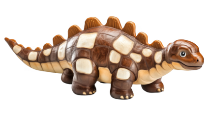 Illustration of a Brown Stegosaurus Toy on a Transparent Background
