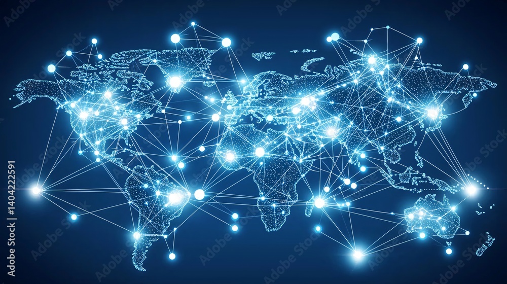 Wall mural global business network connection visualization of excellence in splendor beyond compare with grace