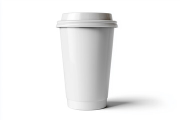 White disposable cup standing upright on a clean surface with bright lighting