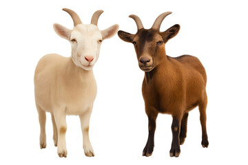 Fototapeta premium Goat and ram standing together, transparent background