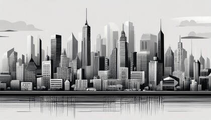 Fototapeta premium Abstract Modern City Skyline, cityscape Seamless Vector Pattern